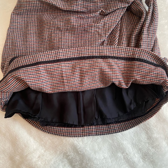 Aritzia Wil­fred Wrap Style Muted Red&Blue Plaid Wool Cashmere Mini Skirt Size 2 - Picture 4 of 6